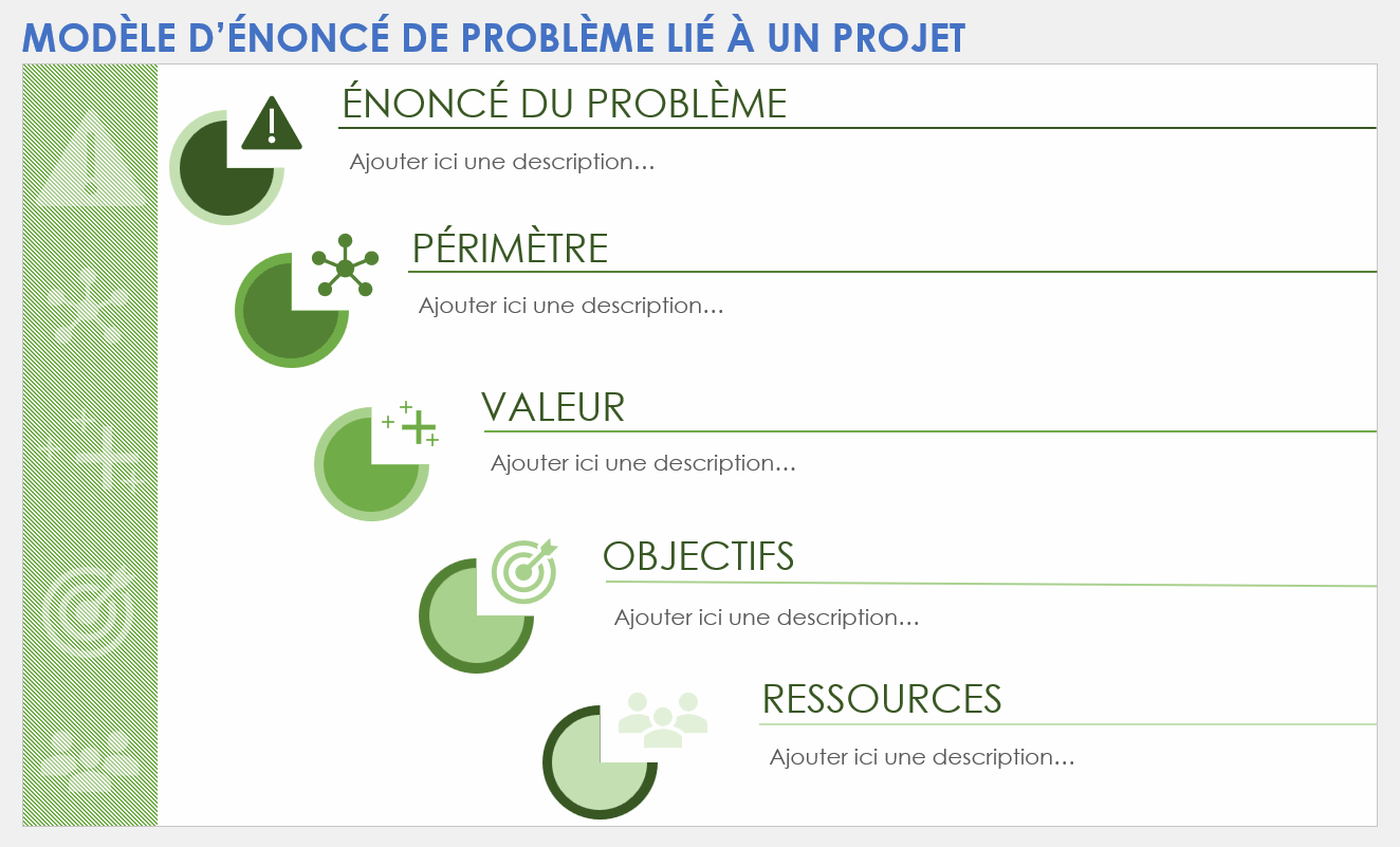 Modèle de diapositive d’énoncé de problème lié à un projet