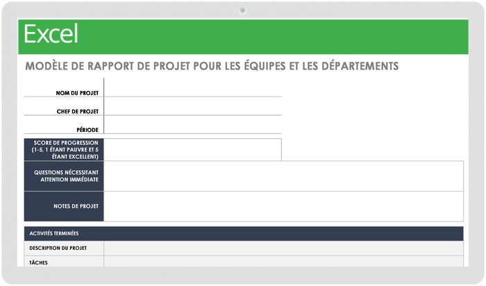 Modèle de rapport de projet pour les équipes et les départements