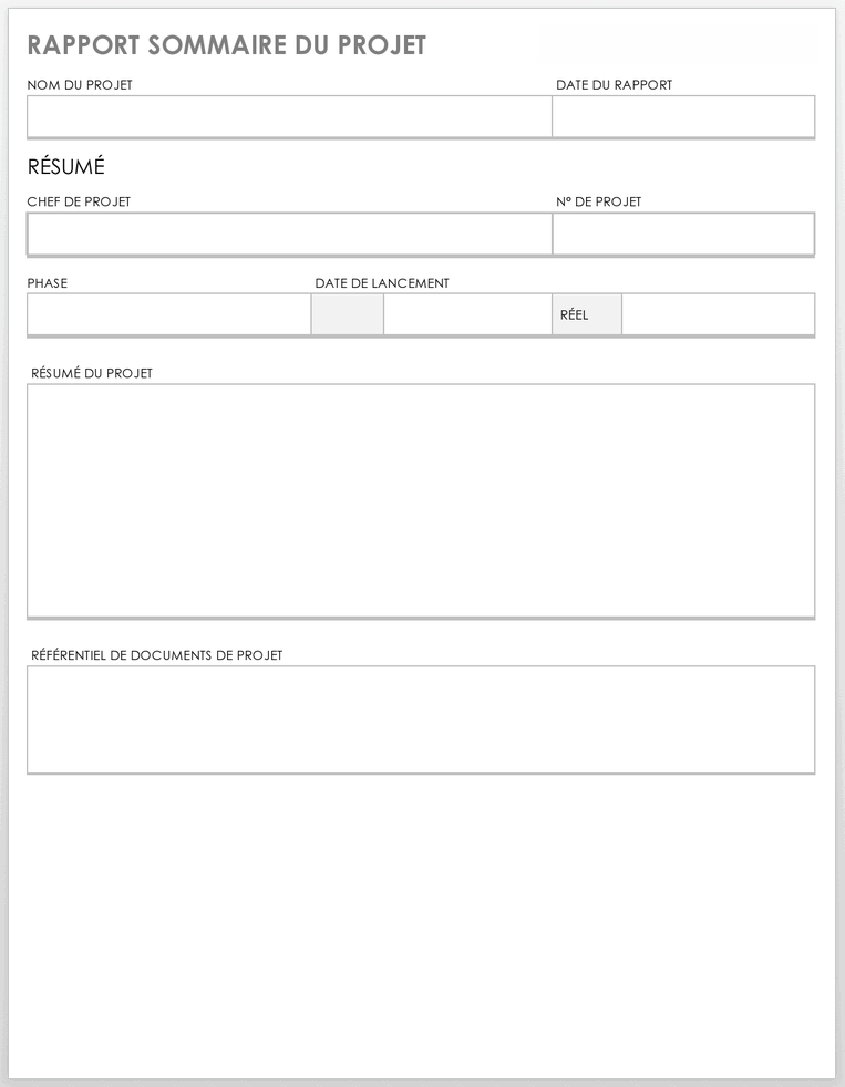 Modèle de rapport de synthèse de projet
