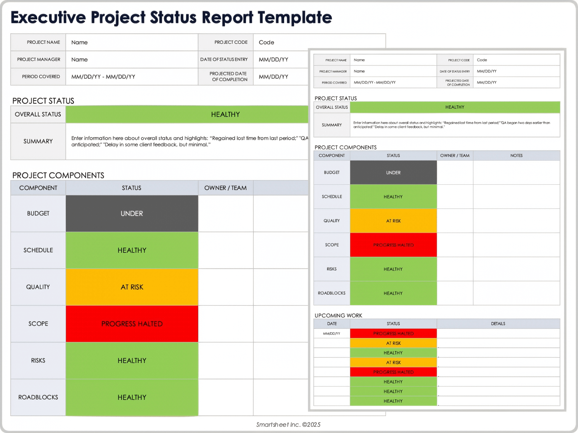 Modèle de rapport de statut d’avancement du projet pour la direction