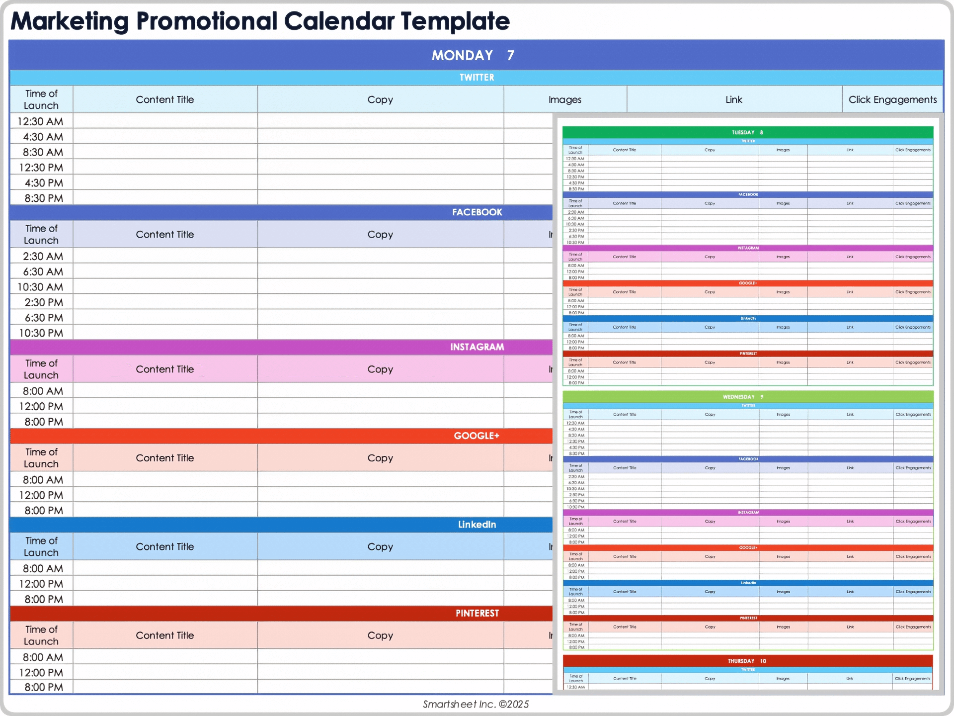 Modèle de calendrier promotionnel marketing