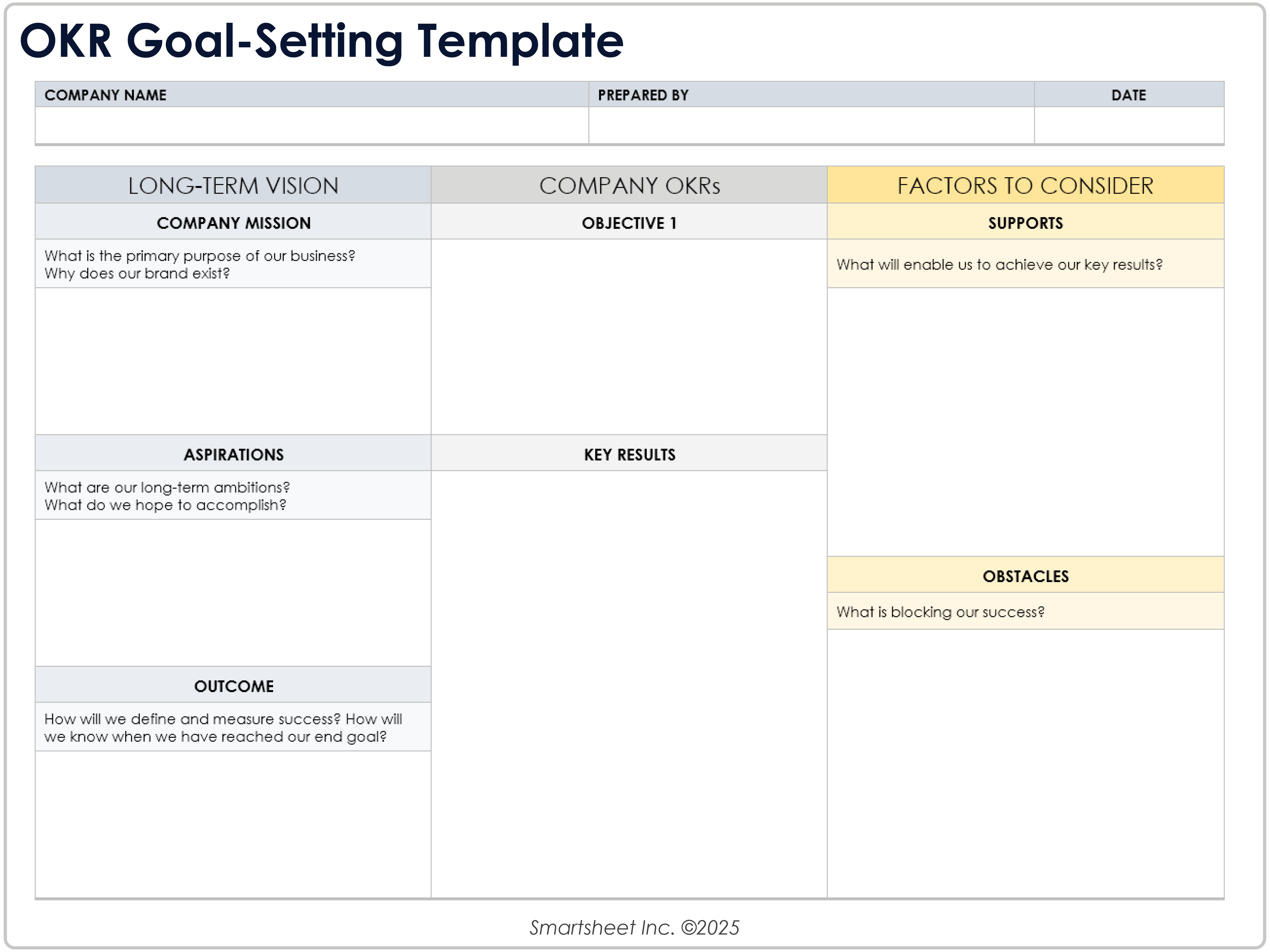 Modèle de définition d’objectifs OKR 8781