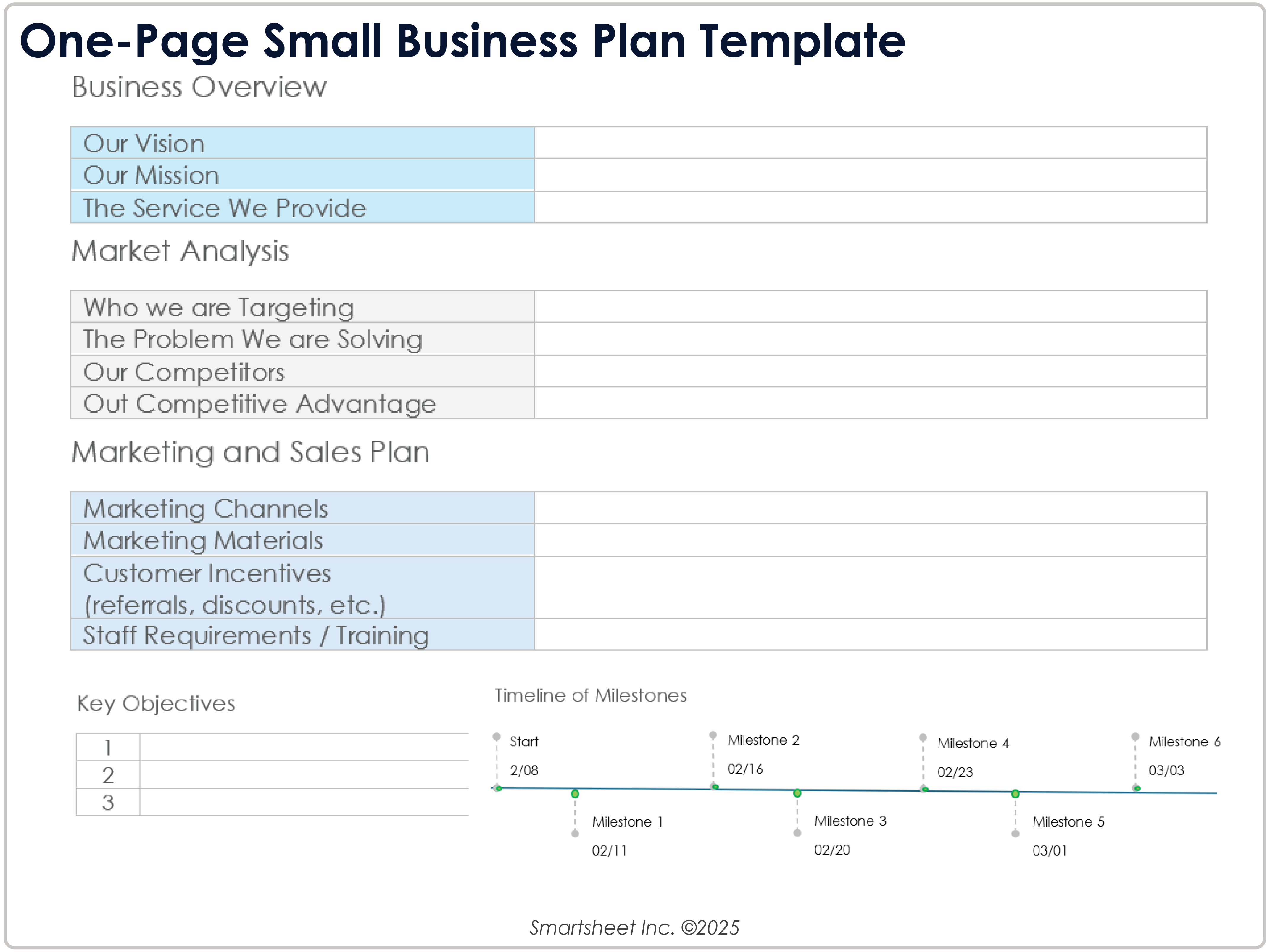 Modèle de plan d'affaires d'une page pour une petite entreprise 8781