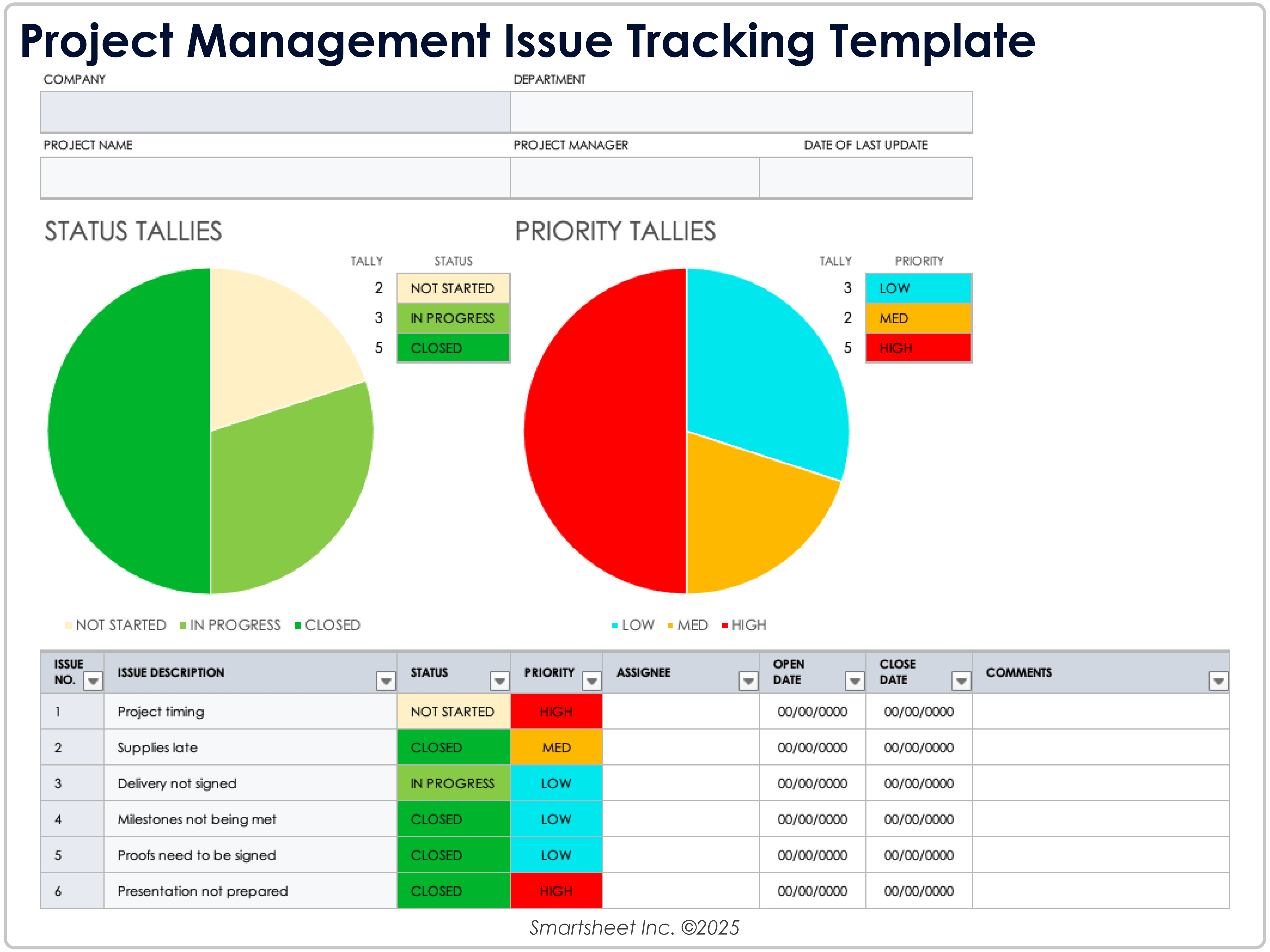 Modèle de suivi des problèmes de gestion de projet 11440