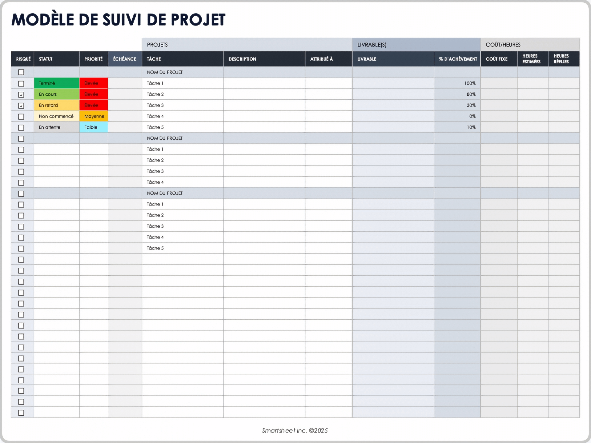 Modèle de suivi de projet