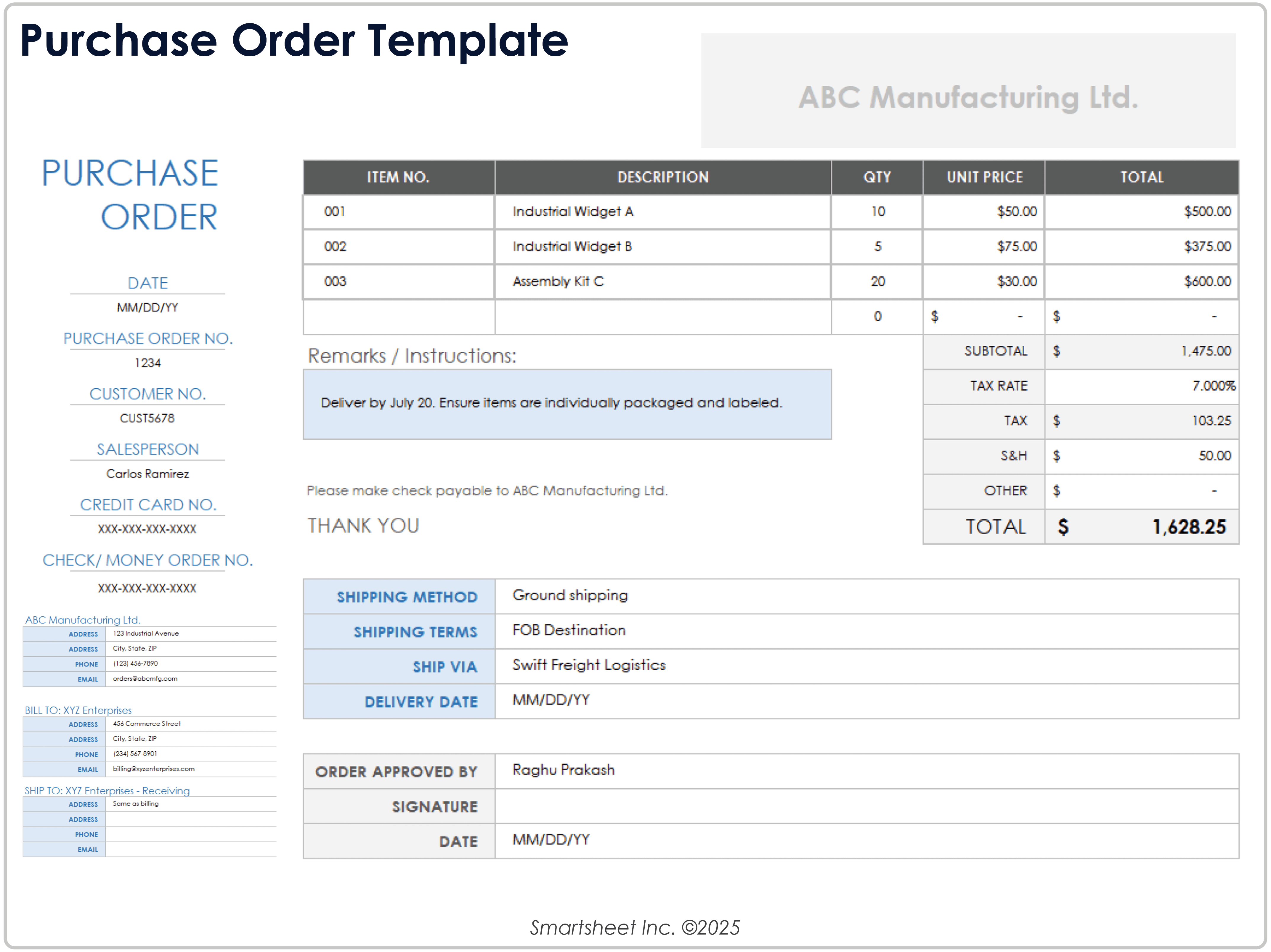 Modèle de bon de commande 8781