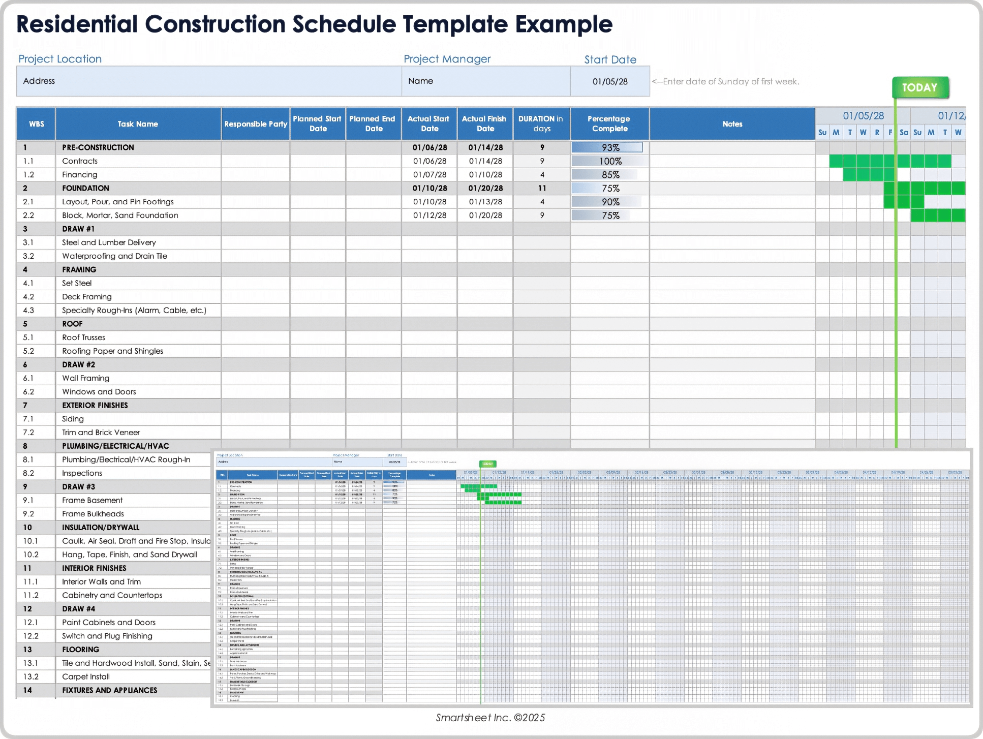 Modèle de calendrier de construction résidentielle 10669 Exemple