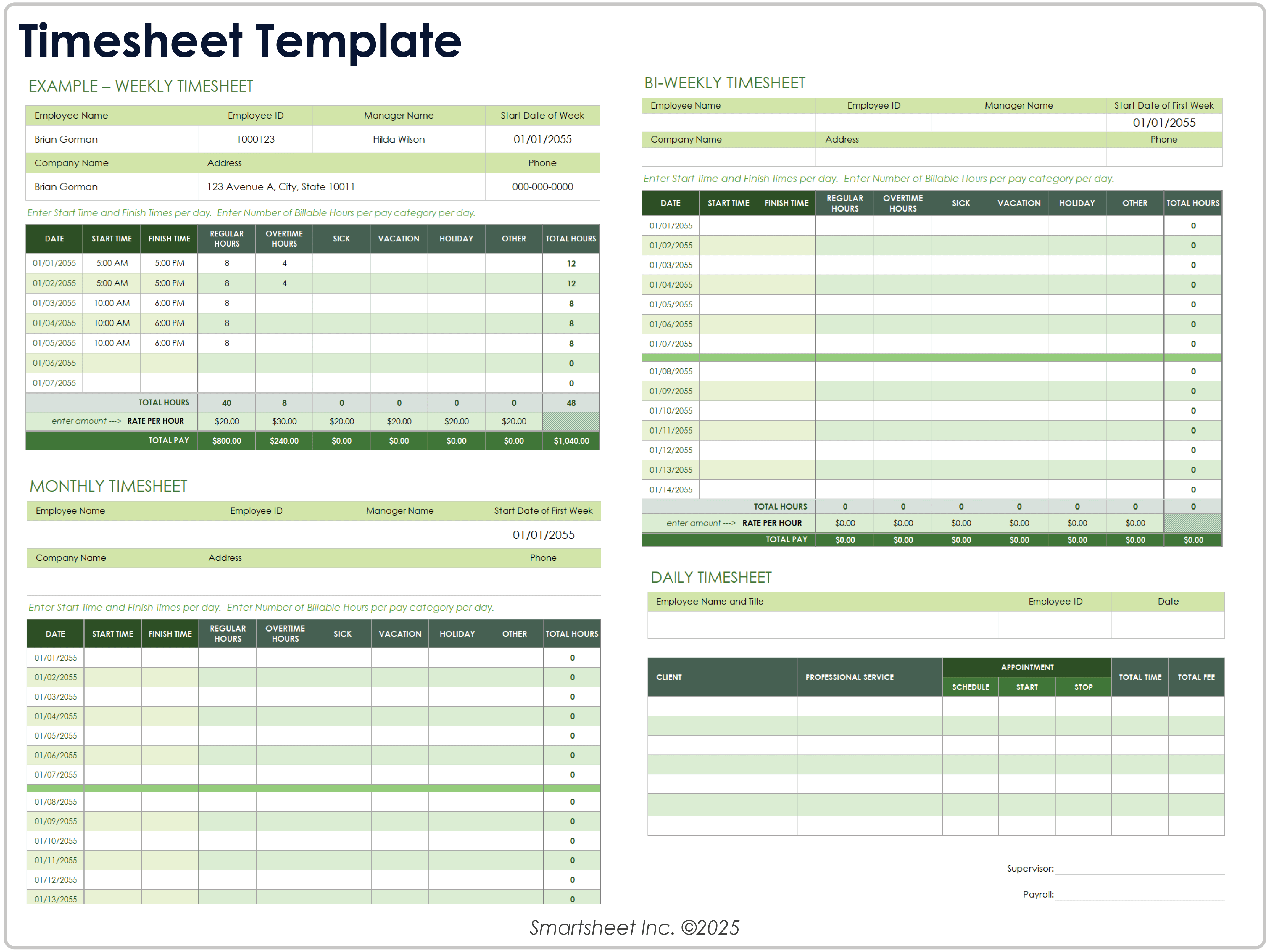 Modèle de feuille de temps 8781