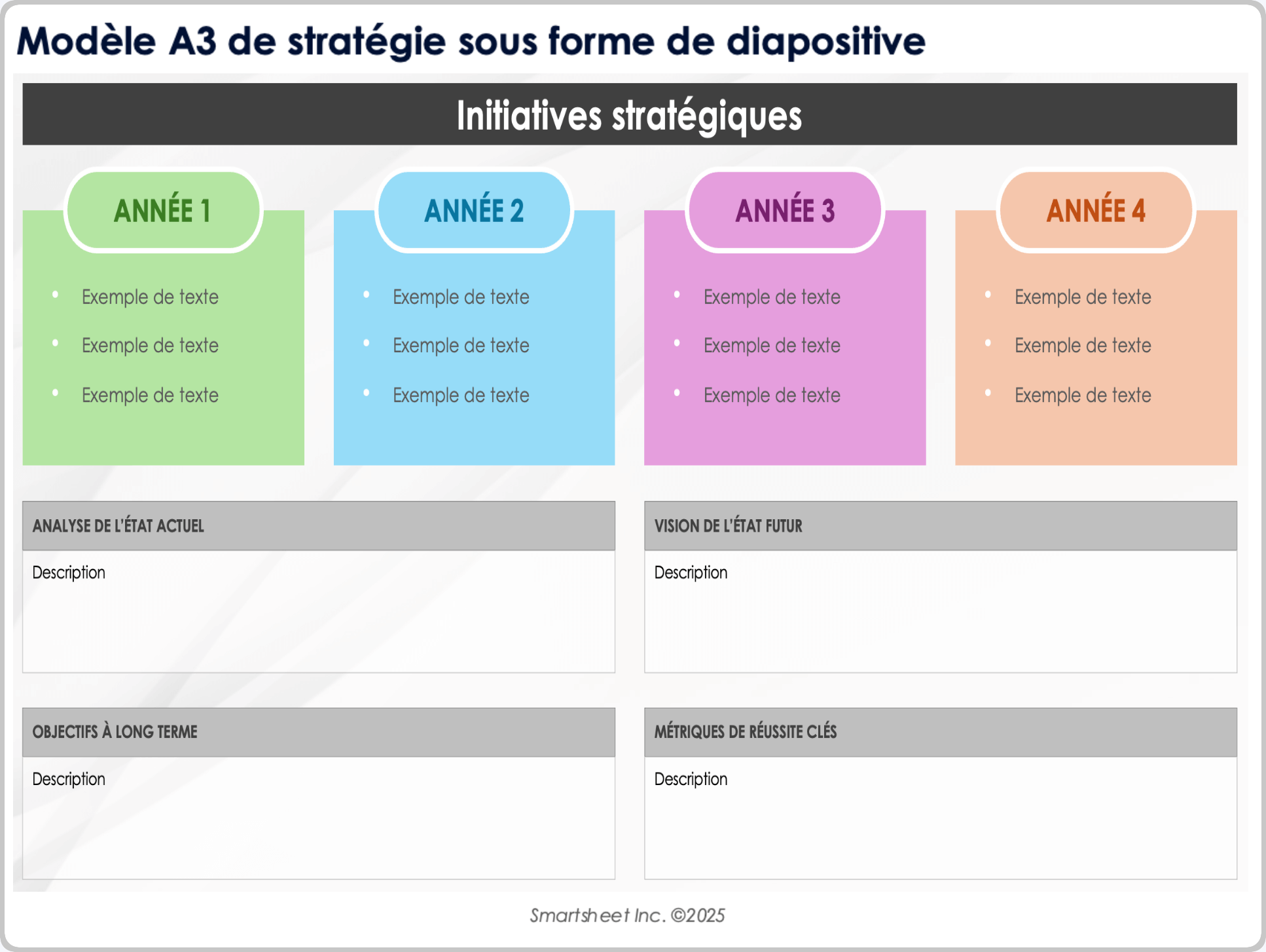 Modèle de stratégie A3 sous forme de diapositive