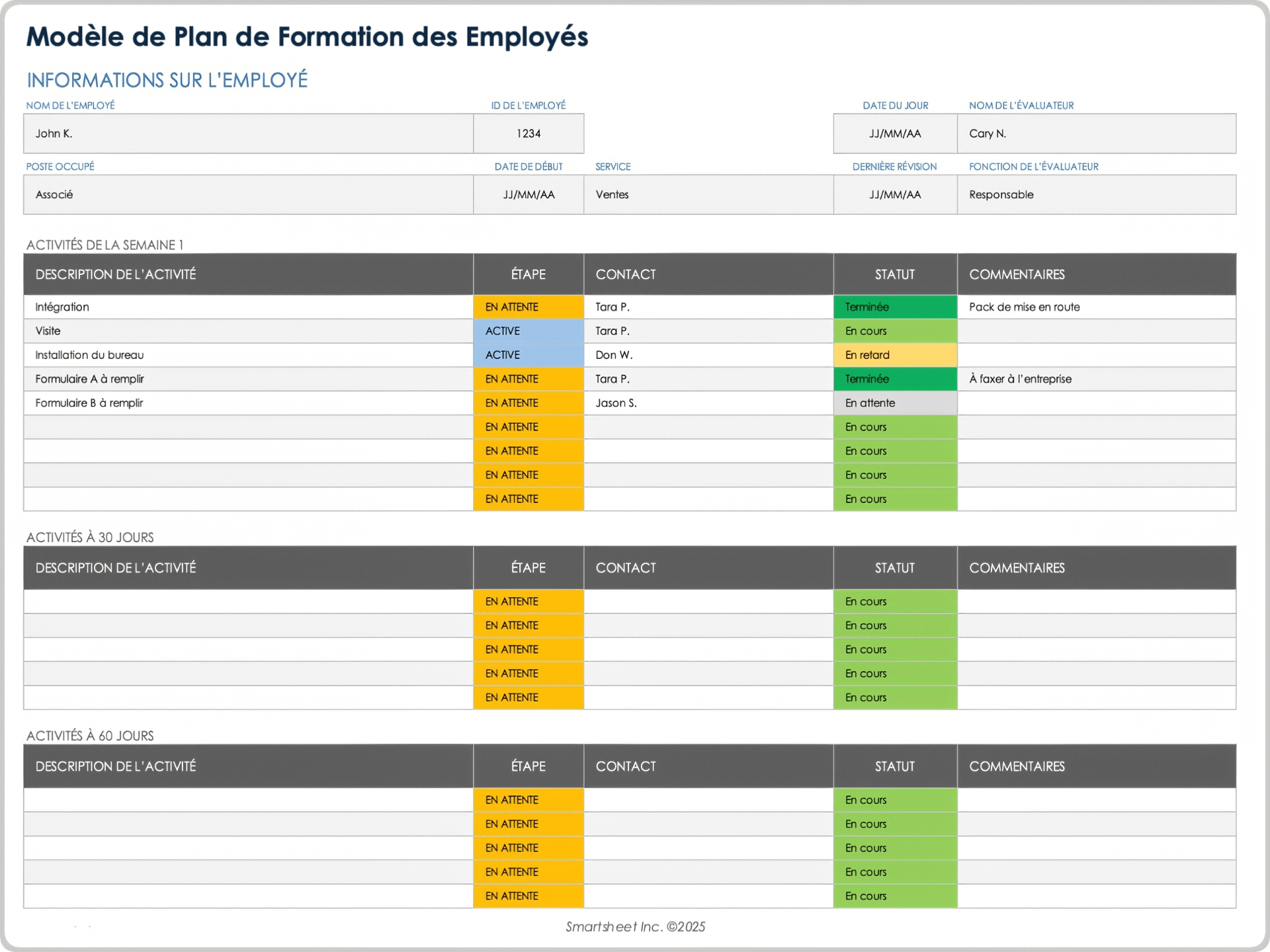 Exemple de modèle de plan de formation pour les employés