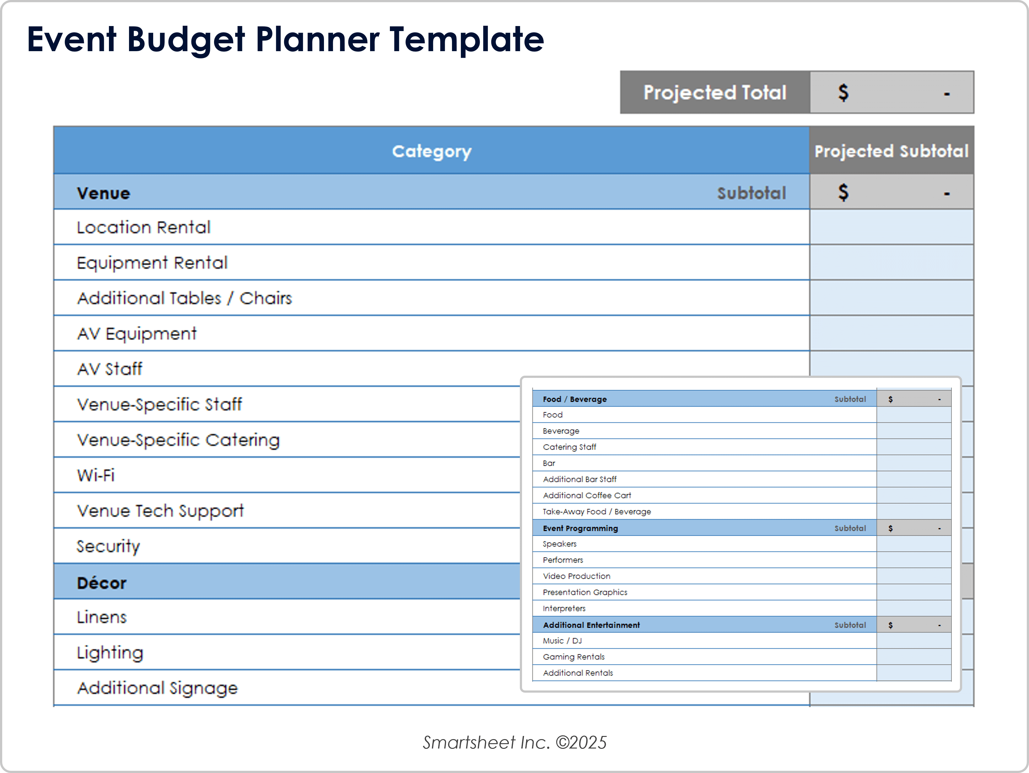 Modèle de planificateur de budget pour un événement 8783