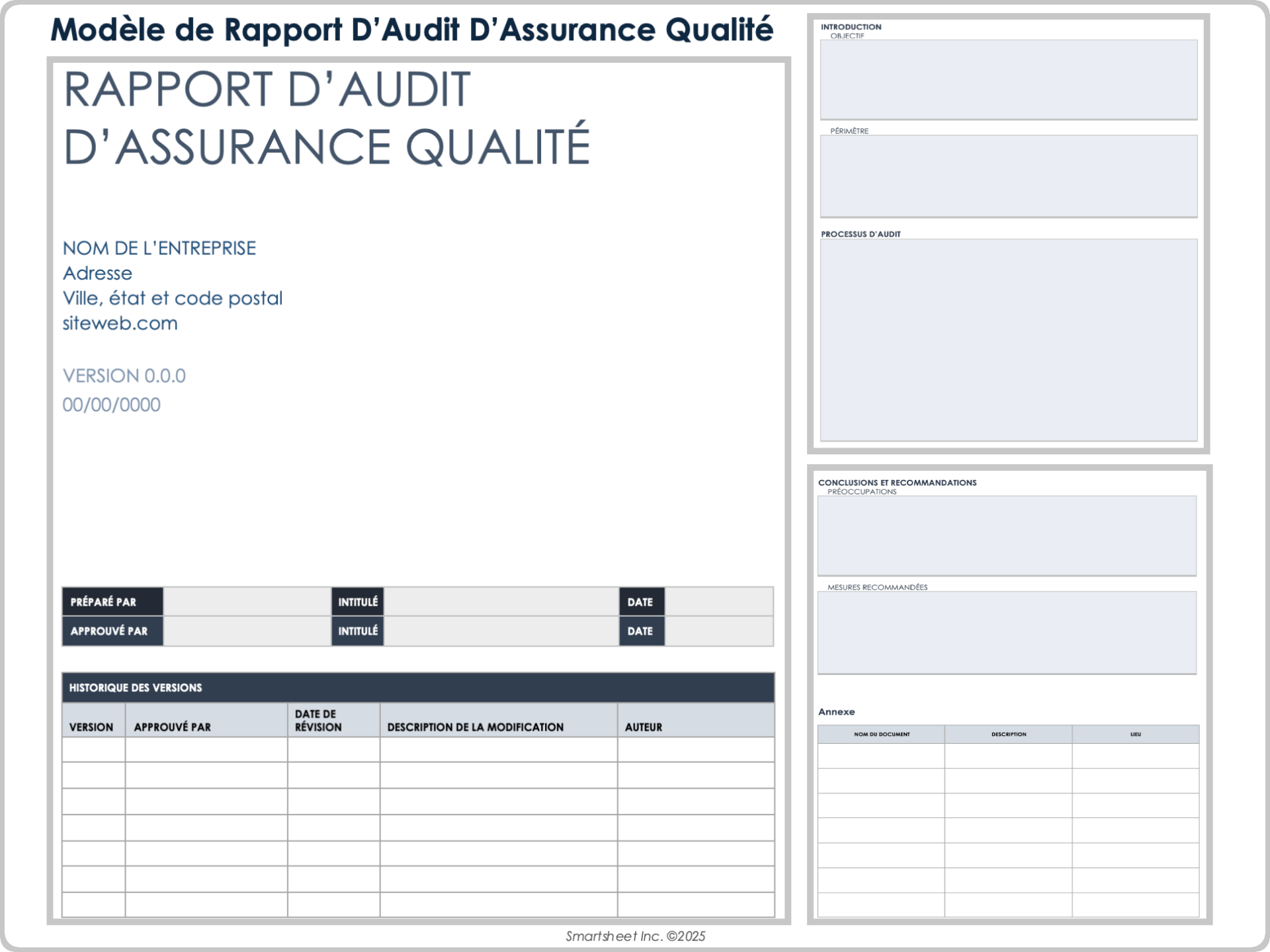 Modèle de rapport d’audit d’assurance qualité