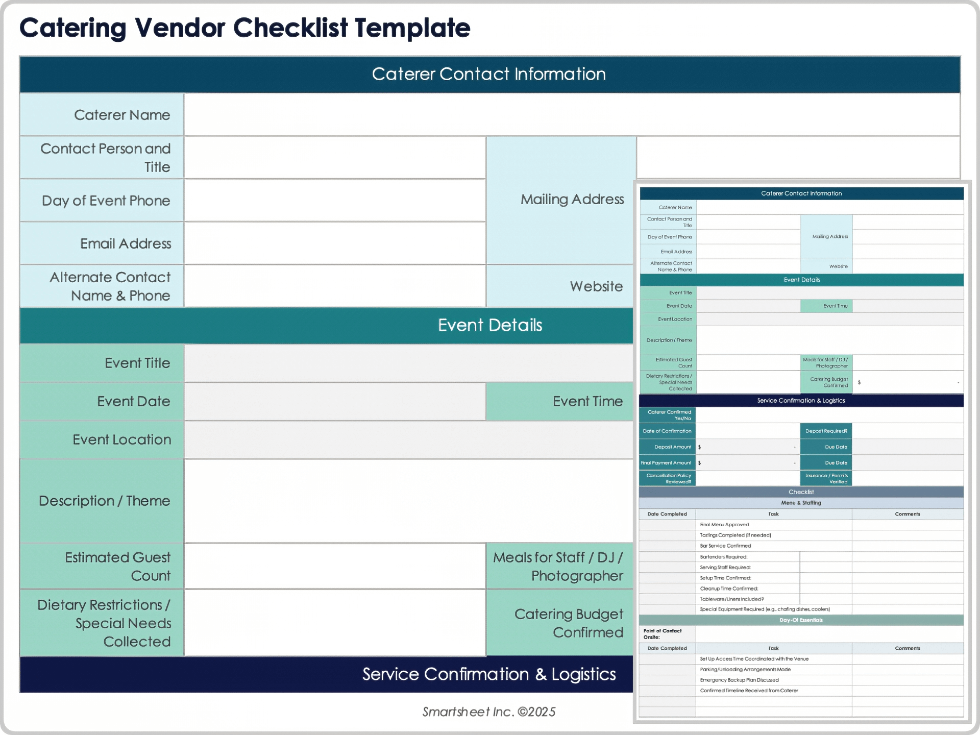 Modèle de liste de contrôle des fournisseurs de restauration 9053