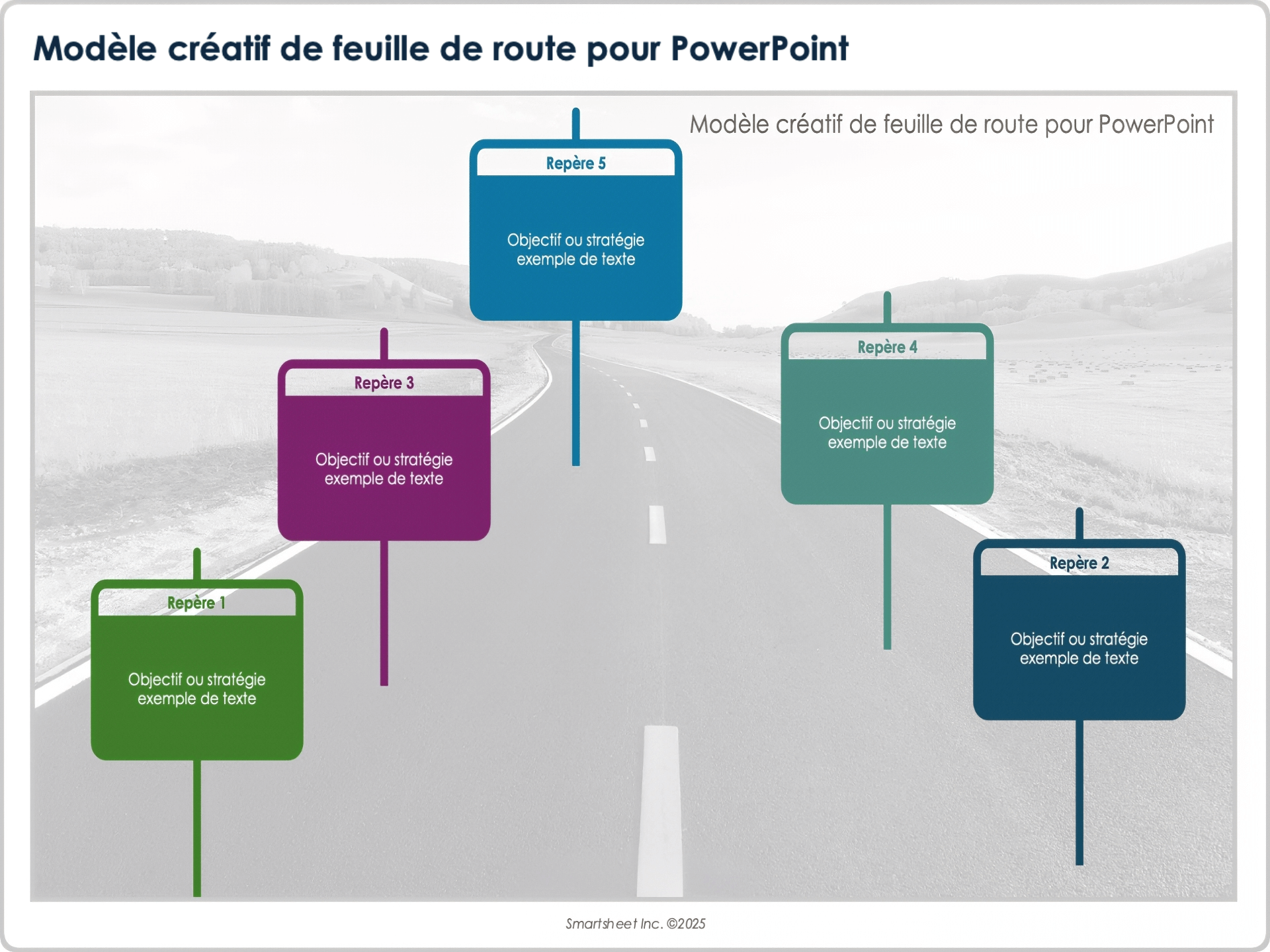 Modèle créatif de feuille de route pour PowerPoint