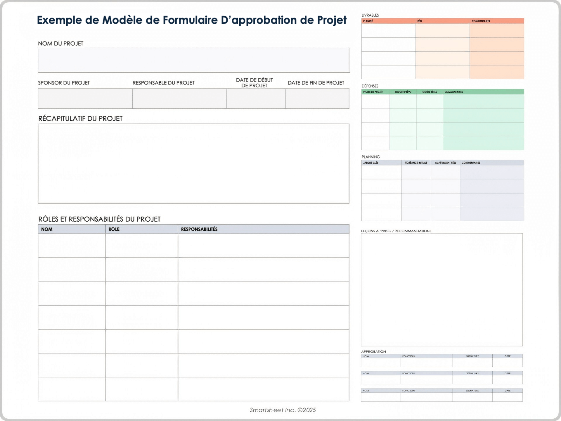 Exemple de modèle de formulaire d’approbation de projet