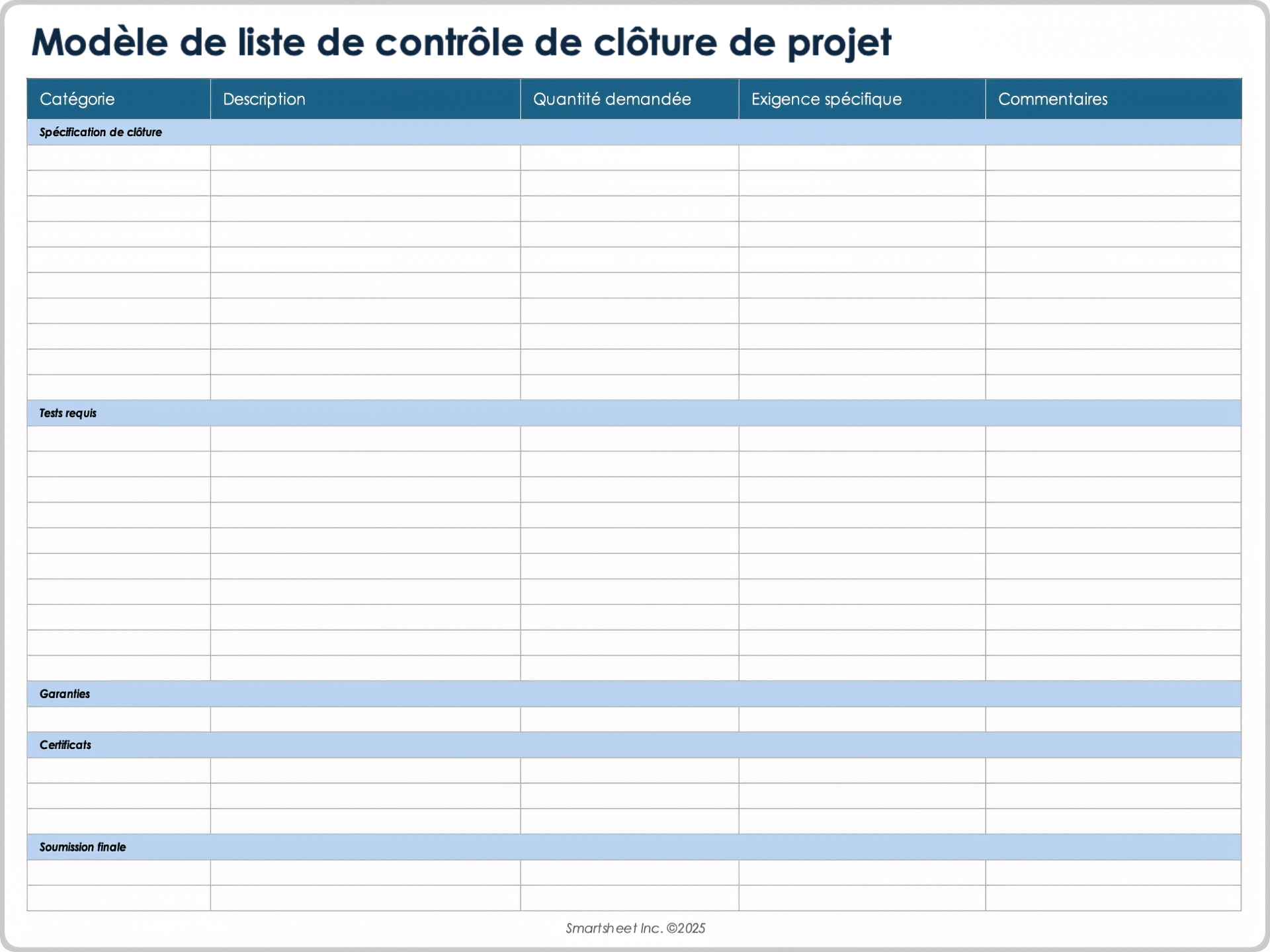 Modèle de liste de contrôle de clôture de projet