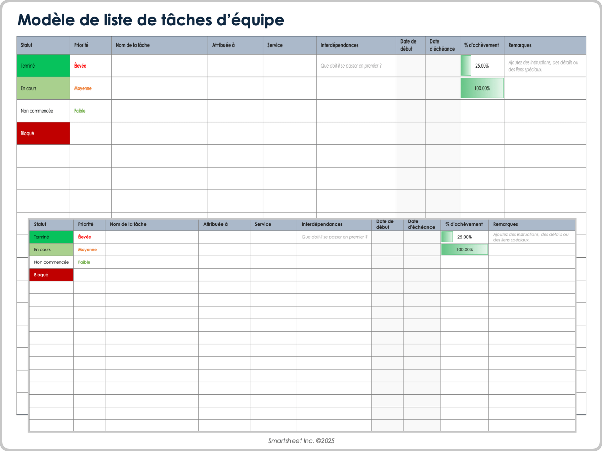 Modèle de liste de tâches d’équipe