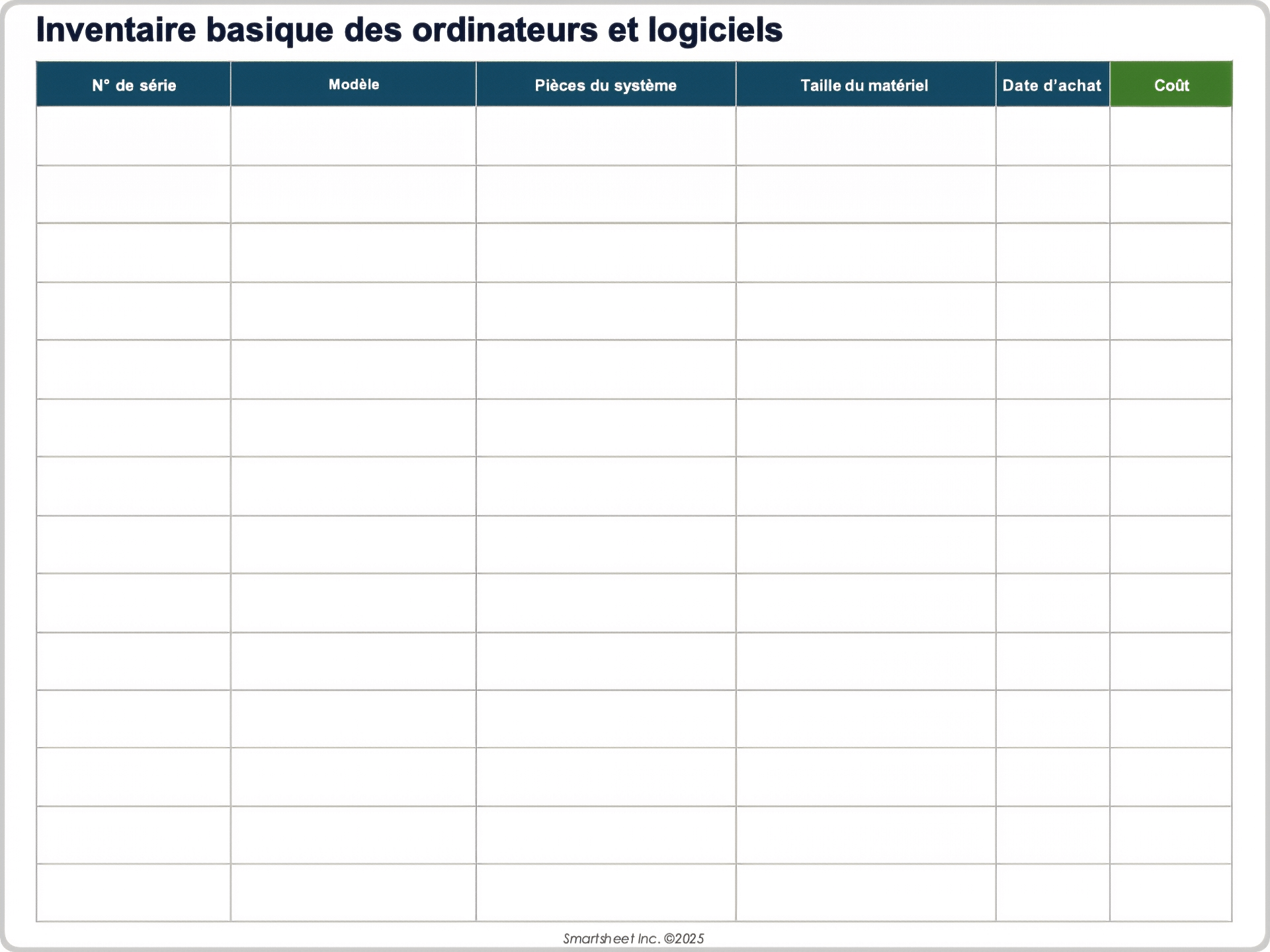 Modèle basique d’inventaire des ordinateurs et logiciels