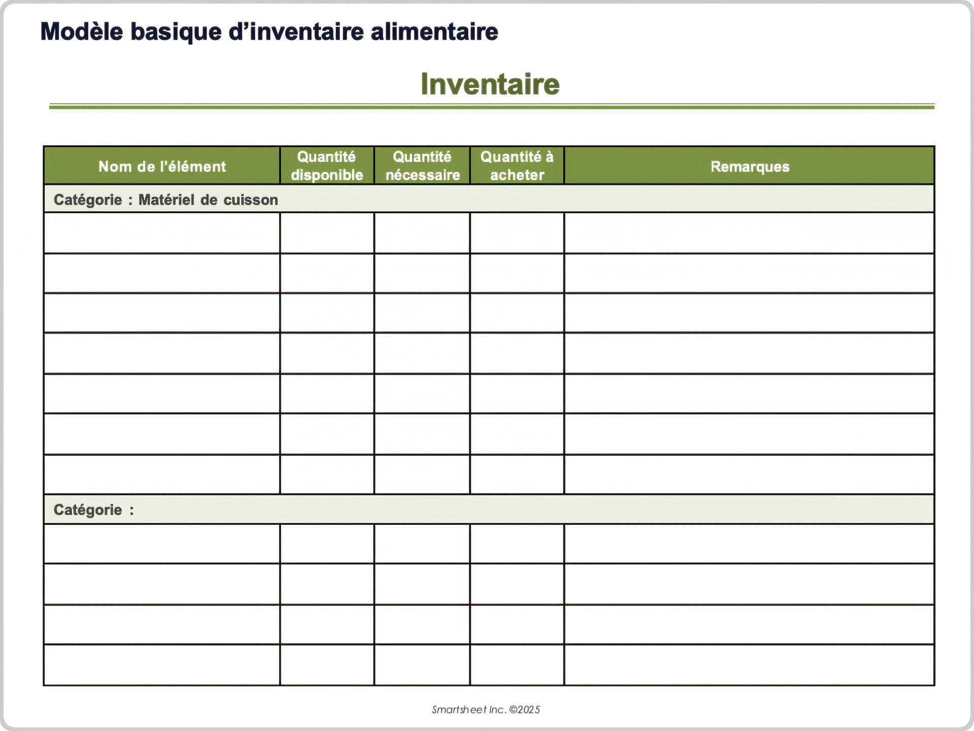 Modèle basique d’inventaire alimentaire