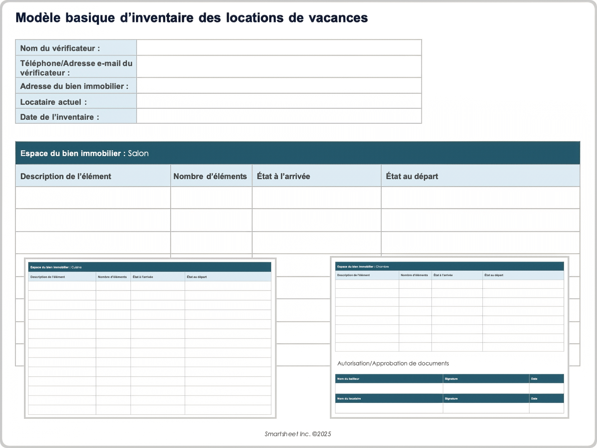Modèle basique d’inventaire des locations de vacances