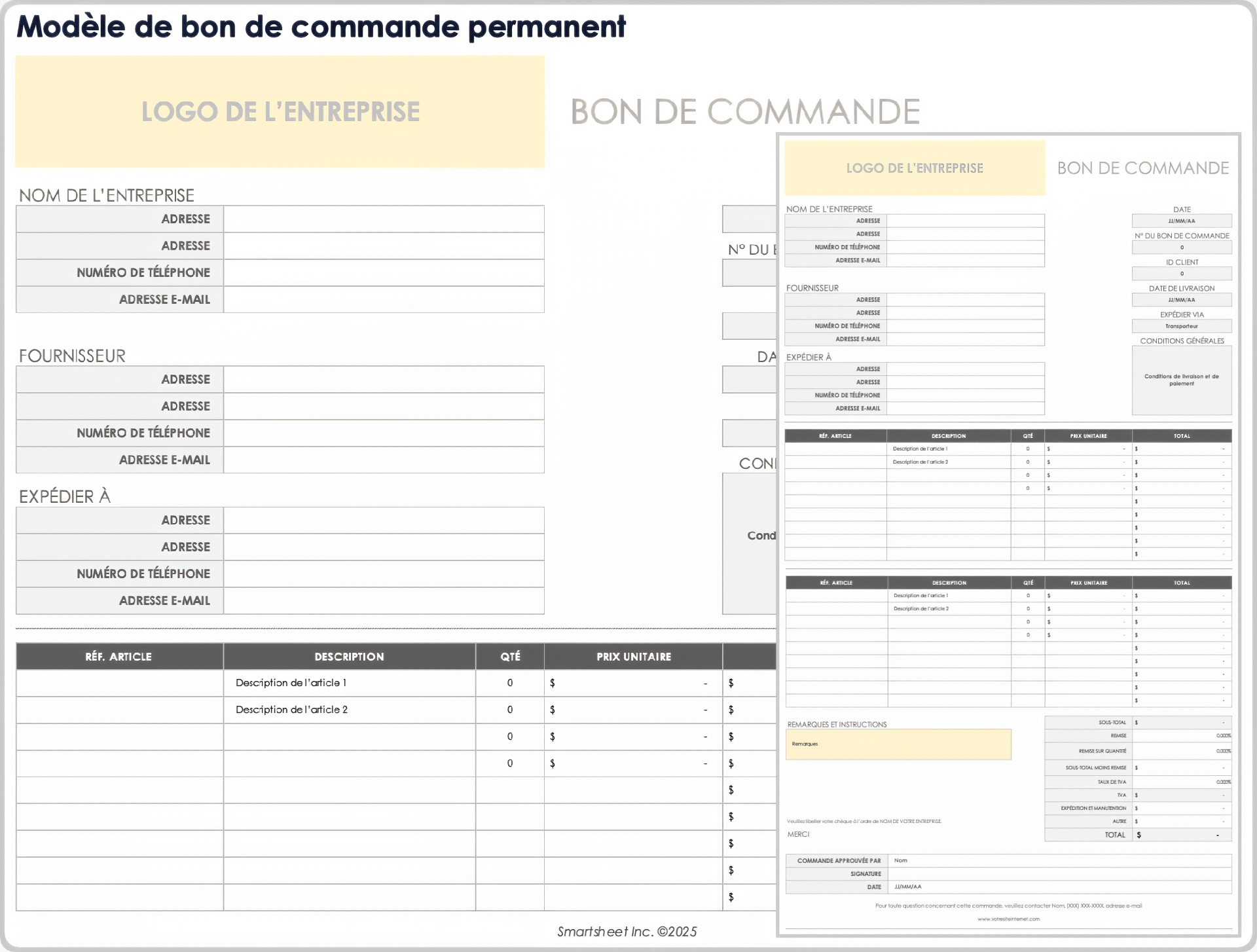 Modèle de bon de commande général BPO