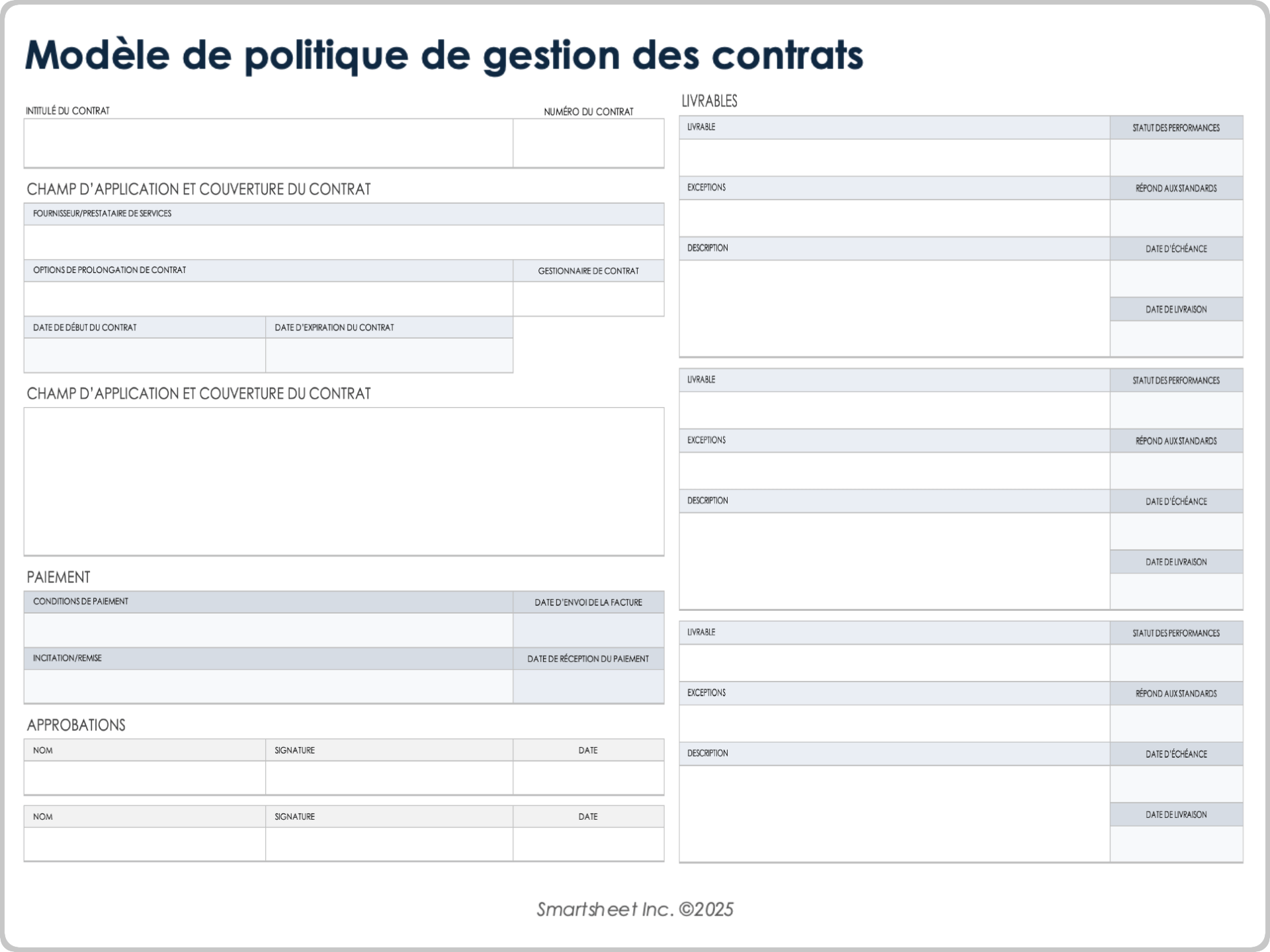 Modèle de politique de gestion des contrats