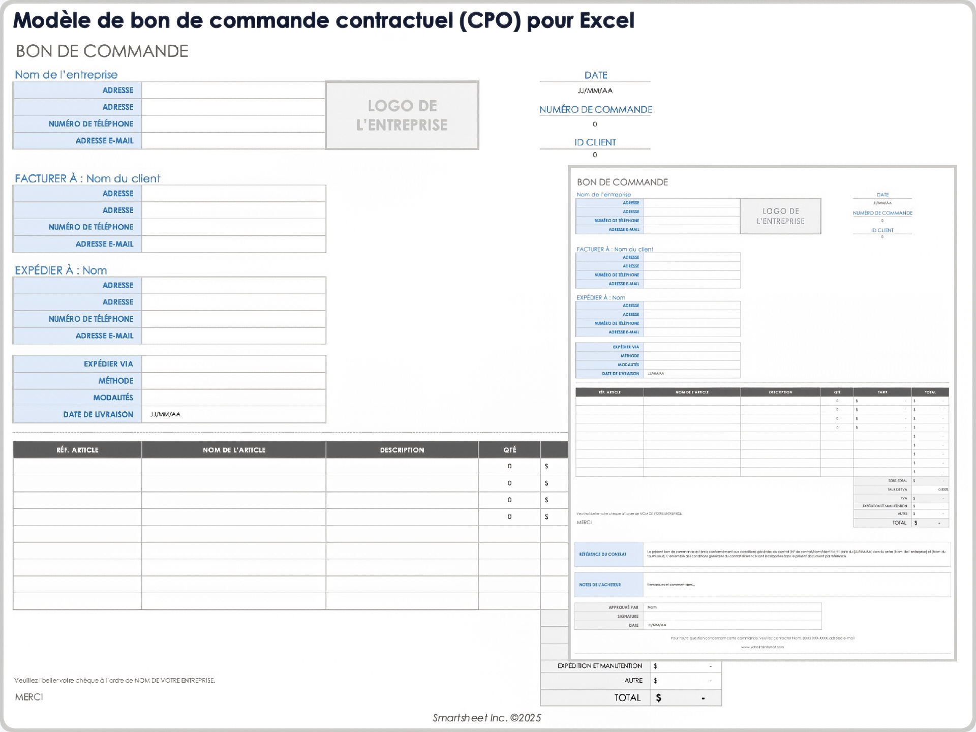 modèle de bon de commande de contrat