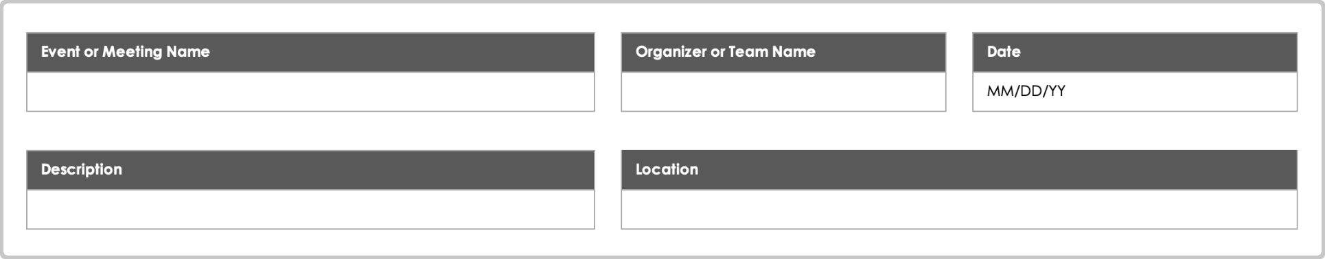 Modèle de feuille de calcul de présence mensuelle - Section d'en-tête