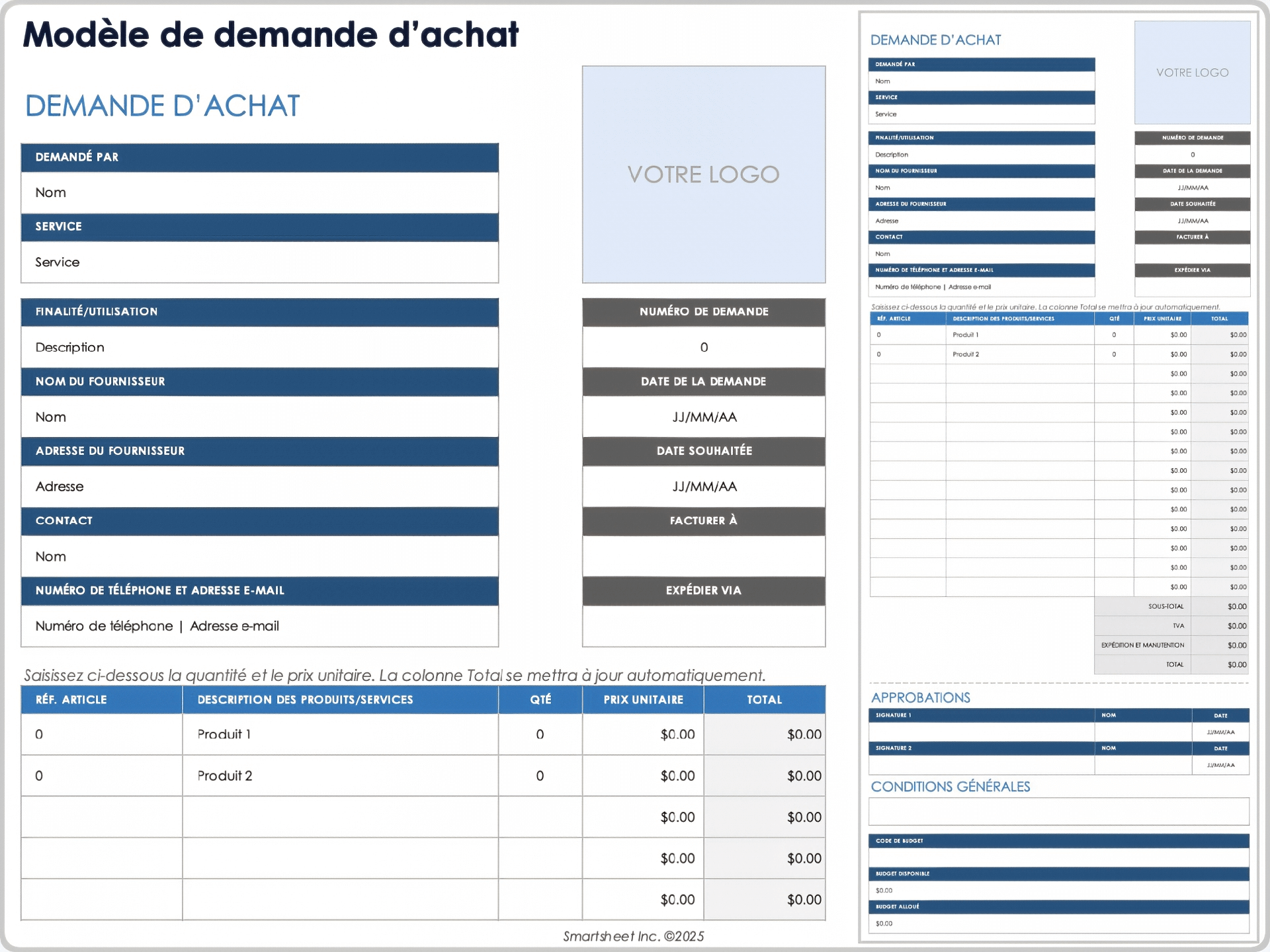 Modèle de demande d'achat