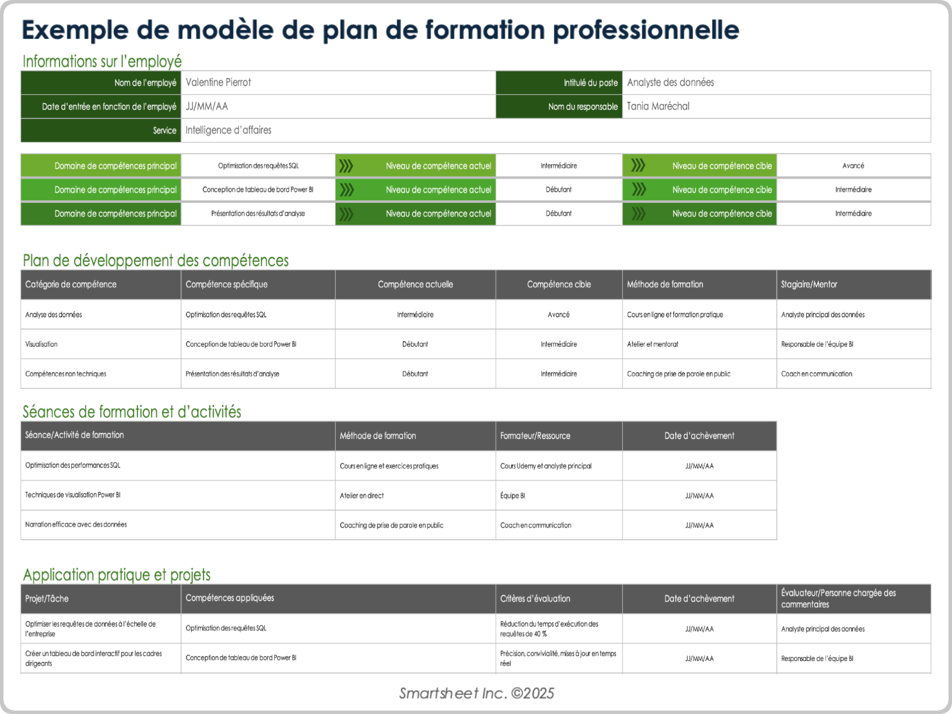 Exemple de modèle de plan de formation professionnelle