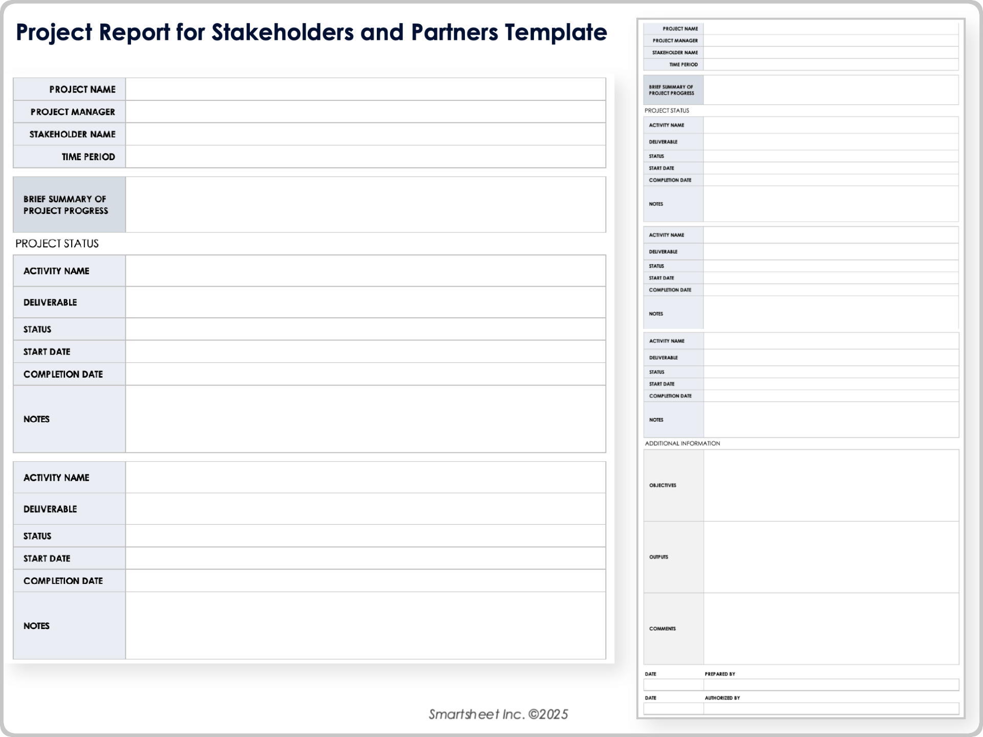project report for stakeholders and partners template