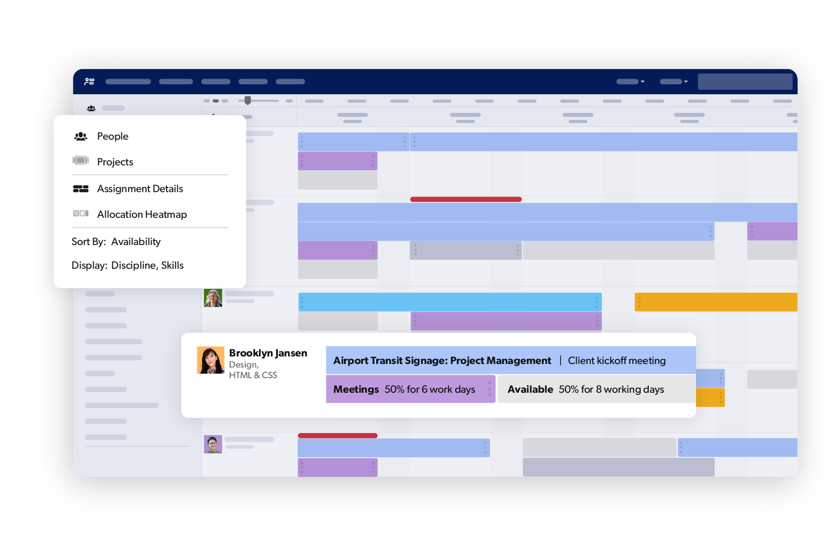 Resource Management people view panel 