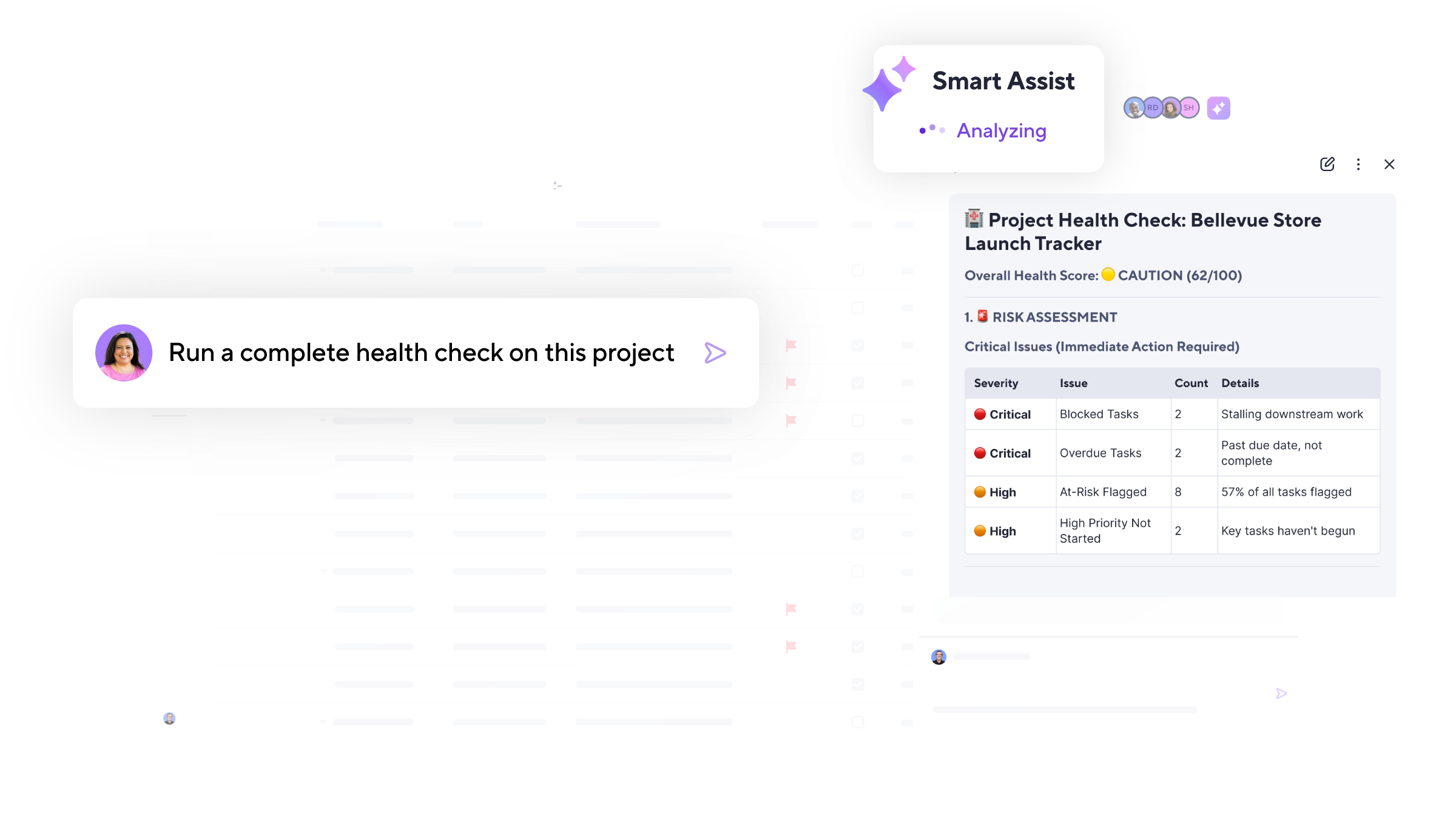 Risk assessment product screen