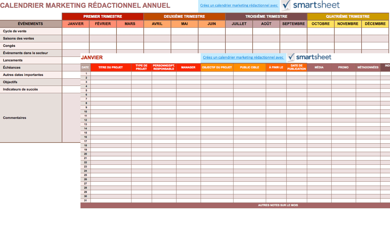 Tableau planning JetKalender, calendrier annuel sur