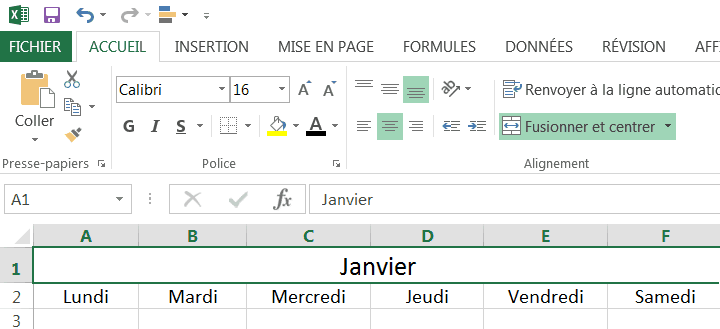 Créez un calendrier 2016 dans Excel (Modèle gratuit).