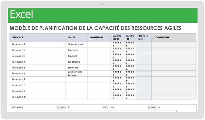 Tableau de planification standard