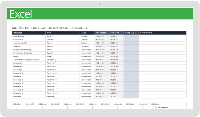 Tableau de planification Flexible