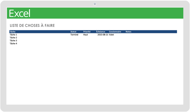 Modèle de liste de tâches de base