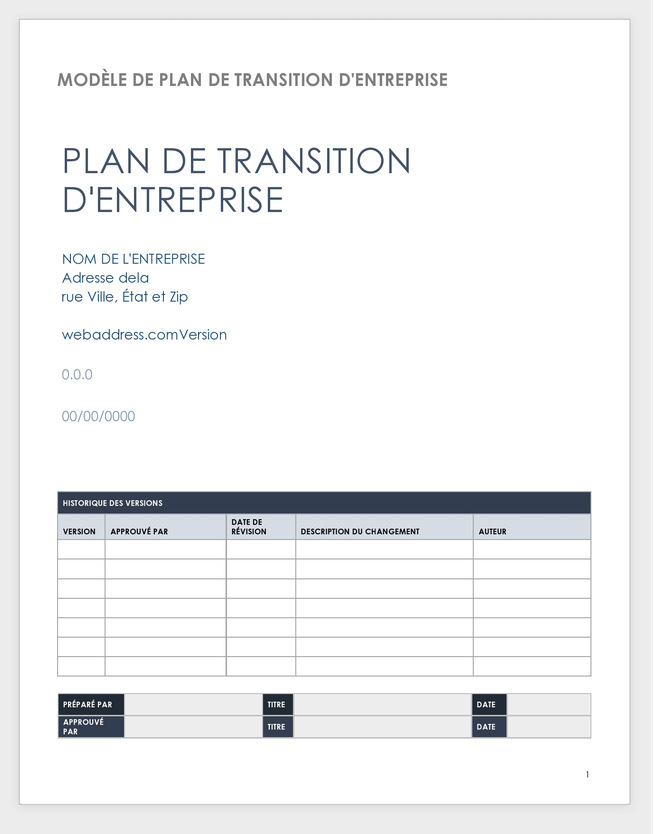 Plan de transition d'entreprise