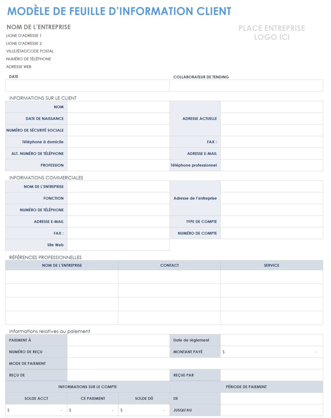 Modèles et formulaires gratuits dinformations client | Smartsheet