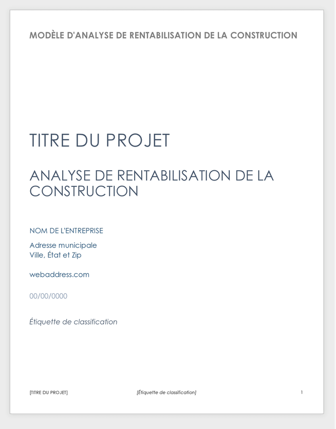 Analyse de rentabilisation de la construction