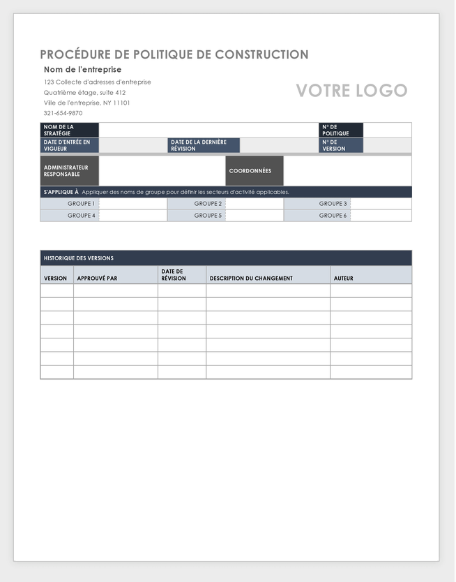 Construction Policy Procedure - French