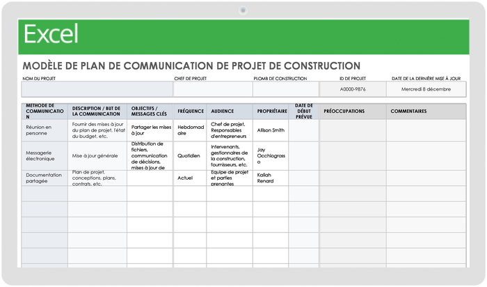 Plan de communication du projet de construction