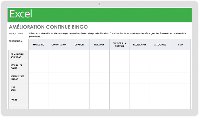 Continuous Improvement Bingo 17426 - FR