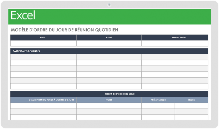 Ordre du jour de la réunion quotidienne