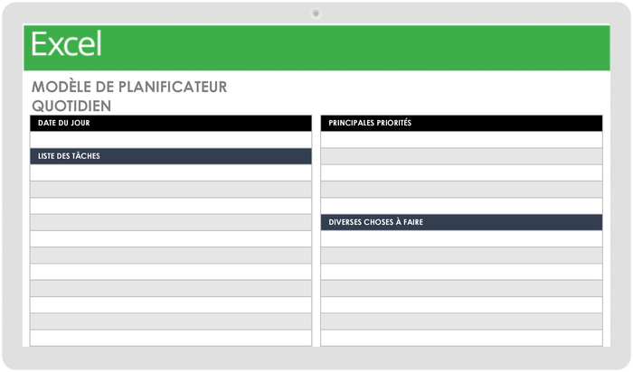 Planning journalier à imprimer pour recharge planner et agenda au