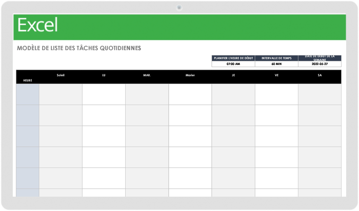 Exemple de tableau de planification des tâches