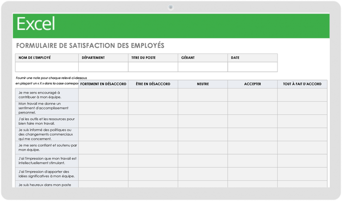 formulaire de satisfaction des employés