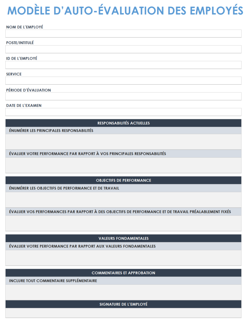 Auto-évaluation des employés
