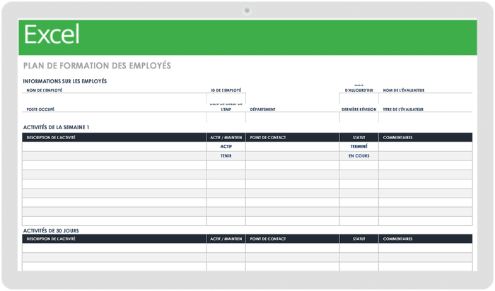 Modèle de plan de formation des employés